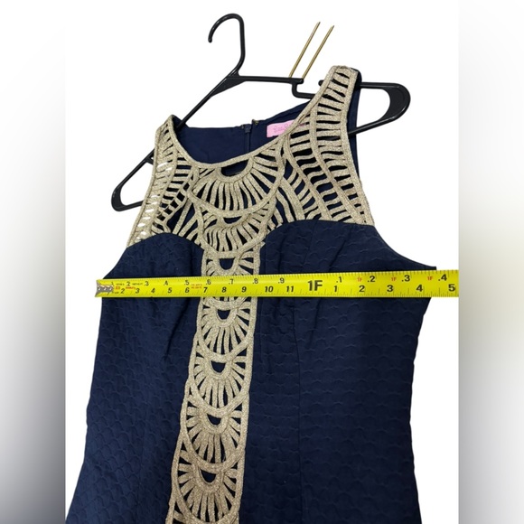 Lilly Pulitzer True Navy/Soutache Gold Tana Shift Dress 4R $228 - Picture 13 of 15